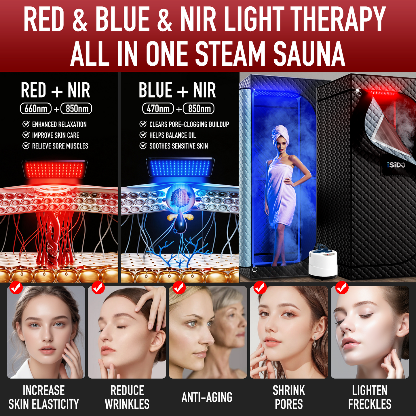 ISIDO 1 Person Infrared Steam Sauna Box