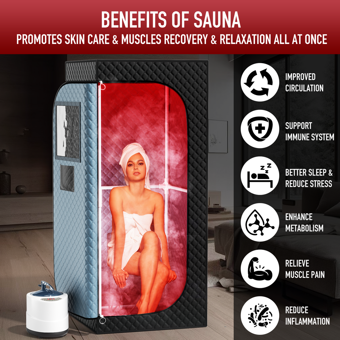 ISIDO 1 Person Infrared Steam Sauna Box
