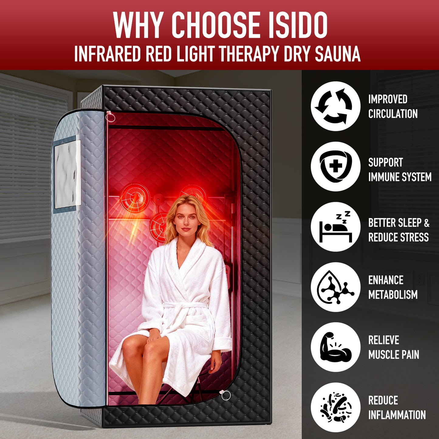 ISIDO 1 Person Infrared Dry Heat Sauna Box